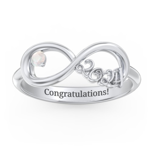 2024 Infinity Ring with Birthstone – Sterling Silver with Opal