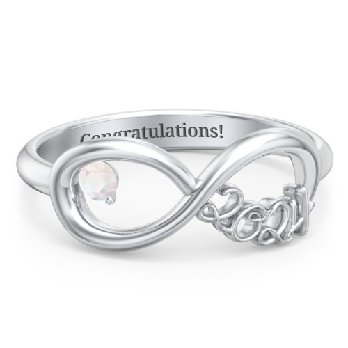 2024 Infinity Ring with Birthstone – Sterling Silver with Opal