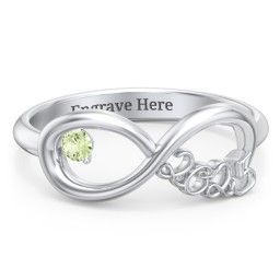 2025 Infinity Ring with Birthstone in 925 Sterling Silver with Peridot
