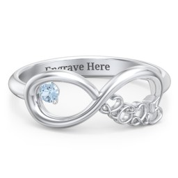 2025 Infinity Ring with Birthstone in 925 Sterling Silver with Blue Topaz