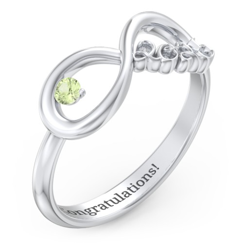 2025 Infinity Ring with Birthstone – Sterling Silver with Peridot