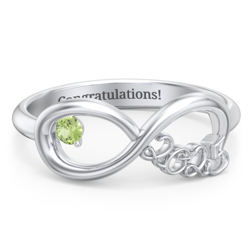 2025 Infinity Ring with Birthstone – Sterling Silver with Peridot