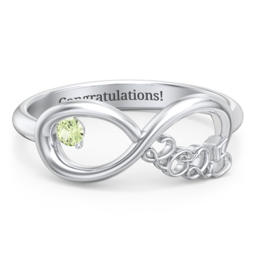 2025 Infinity Ring with Birthstone – Sterling Silver with Peridot