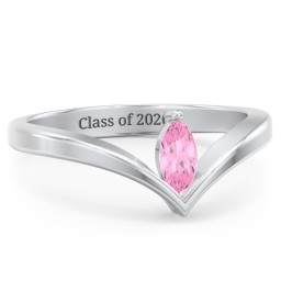 Marquise Birthstone V-Shape Ring