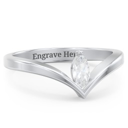 Marquise Birthstone V-Shape Ring