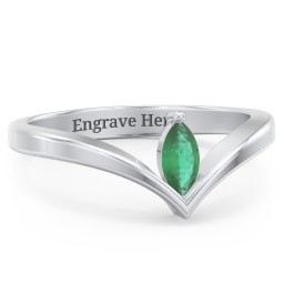 Marquise Birthstone V-Shape Ring