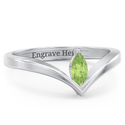 Marquise Birthstone V-Shape Ring