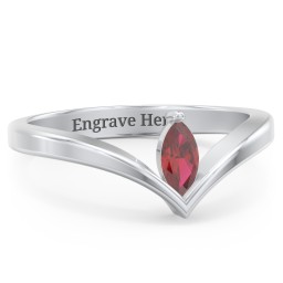 Marquise Birthstone V-Shape Ring
