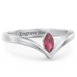 Marquise Birthstone V-Shape Ring
