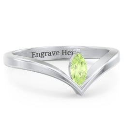 Marquise Birthstone V-Shape Ring