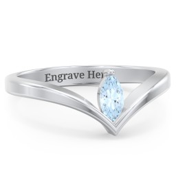 Marquise Birthstone V-Shape Ring