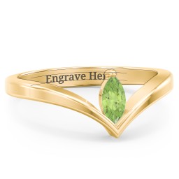 Marquise Birthstone V-Shape Ring