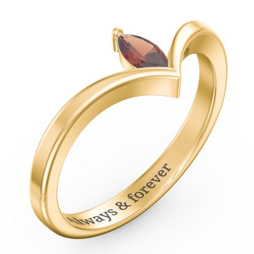 Marquise Birthstone V-Shape Ring – 18K Gold Plated Silver with Garnet