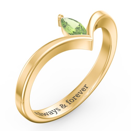 Marquise Birthstone V-Shape Ring