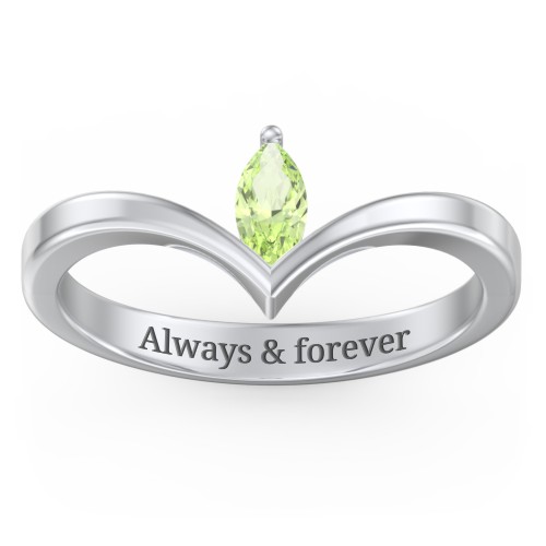 Marquise Birthstone V-Shape Ring
