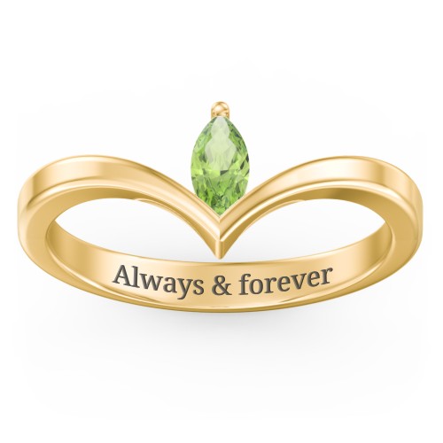 Marquise Birthstone V-Shape Ring