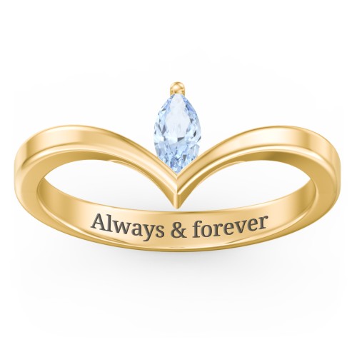 Marquise Birthstone V-Shape Ring