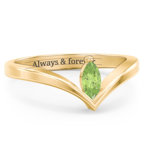 Marquise Birthstone V-Shape Ring