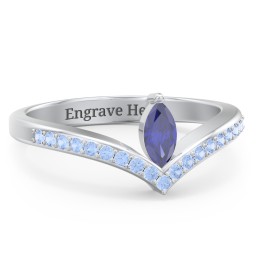 Marquise Birthstone V-Shape Ring With Accents