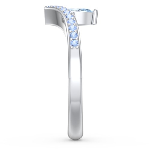 Marquise Birthstone V-Shape Ring With Accents