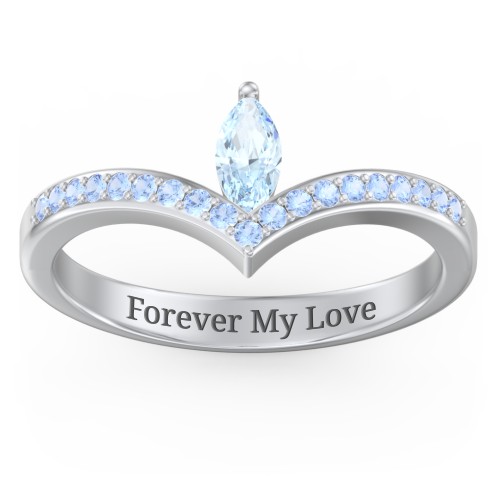 Marquise Birthstone V-Shape Ring With Accents