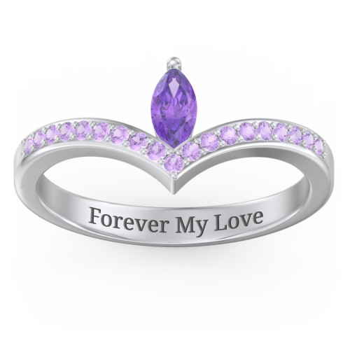 Marquise Birthstone V-Shape Ring With Accents