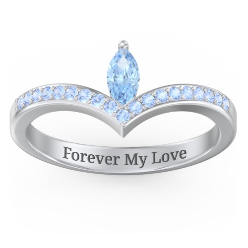 Marquise Birthstone V-Shape Ring With Accents
