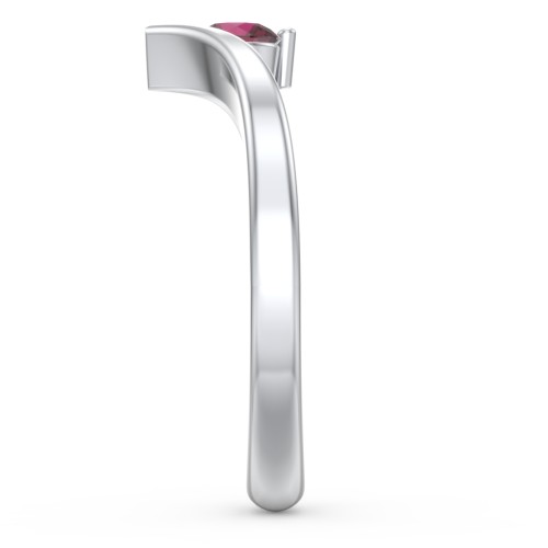 Round Birthstone V-Shape Ring