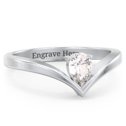 Pear Birthstone V-Shape Ring