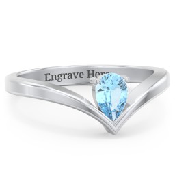 Pear Birthstone V-Shape Ring