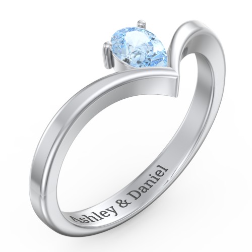 Pear Birthstone V-Shape Ring
