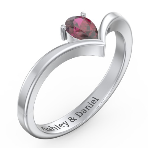 Pear Birthstone V-Shape Ring