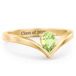 Pear Birthstone V-Shape Ring in 18K Gold Plated Silver with Fancy Yellow Premium Zirconia