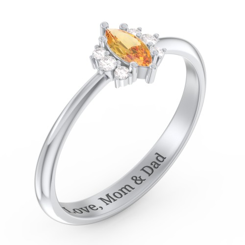 Marquise Birthstone Ring with Accents