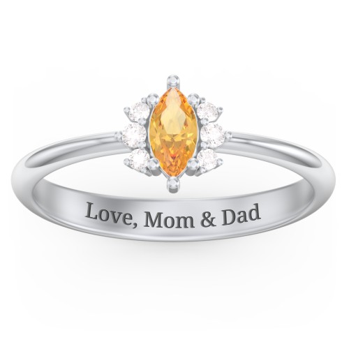 Marquise Birthstone Ring with Accents