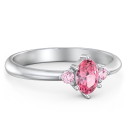 Oval Birthstone Ring with Accents