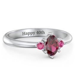 Oval Birthstone Ring with Accents