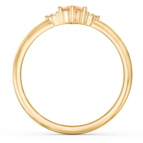 Oval Birthstone Ring with Accents – 18K Gold Plated Silver with Citrine