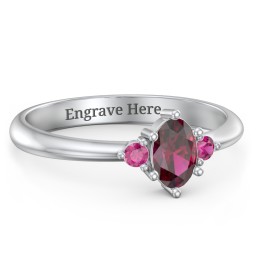 Oval Birthstone Ring with Accents in 925 Sterling Silver with Ruby