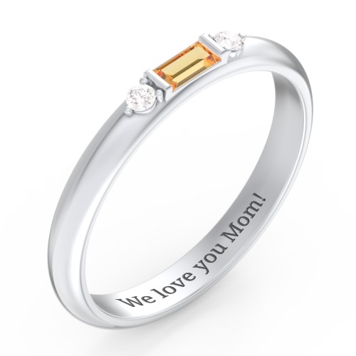 Stackable East-West Baguette Ring with Accents