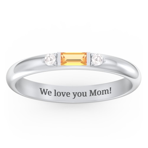 Stackable East-West Baguette Ring with Accents