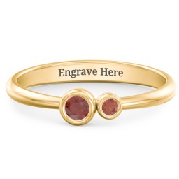 Generations 2-Stone Bezel Set Mother's Ring in 18K Gold Plated Silver with Garnet