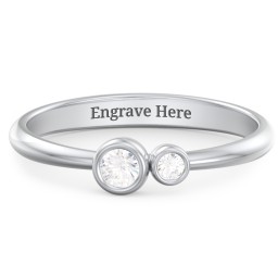 Generations 2-Stone Bezel Set Mother's Ring in 925 Sterling Silver with Cubic Zirconia