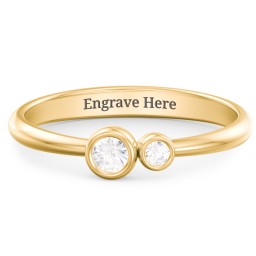 Generations 2-Stone Bezel Set Mother's Ring in 18K Gold Plated Silver with Cubic Zirconia