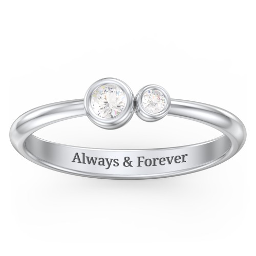 Generations 2-Stone Bezel Set Mother's Ring – Sterling Silver with Cubic Zirconia
