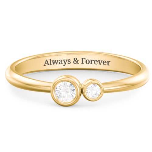 Generations 2-Stone Bezel Set Mother's Ring – 18K Gold Plated Silver with Cubic Zirconia