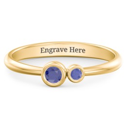 Generations 2-Stone Bezel Set Mother's Ring in 18K Gold Plated Silver with Blue Sapphire