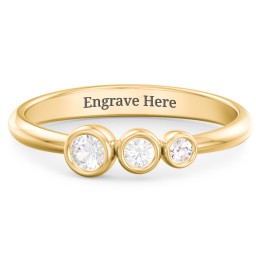 Generations 3-Stone Bezel Set Mother's Ring in 18K Gold Plated Silver with Cubic Zirconia