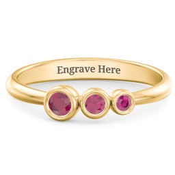 Generations 3-Stone Bezel Set Mother's Ring in 18K Gold Plated Silver with Ruby