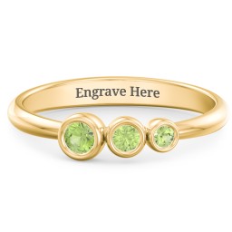 Generations 3-Stone Bezel Set Mother's Ring in 18K Gold Plated Silver with Peridot